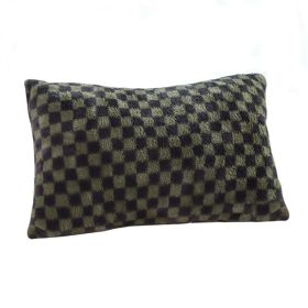 Luxury Dark Green Checkered Lumbar Throw Pillow, 11.8x19.7"