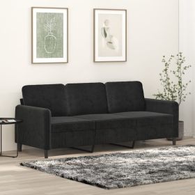 Black Velvet 3-Seater Sofa, 70.9"
