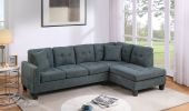 2-Piece Tufted Velvet Sectional Sofa with Chaise, Nailhead Trim, Ash Black