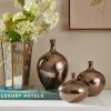 Set of 3 Ceramic Vases with Metallic Finish