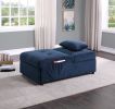 Modern Tufted Velvet Lift-Top Storage Bench with Pull-out Bed, Dark Blue