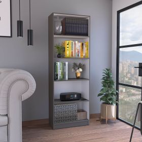 71" Vinton 4-Tier Bookcase, Matt Gray & White