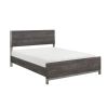 Sleek, Modern Queen-Size Bed, Brownish-Gray & Antique Silver