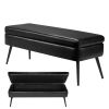 Modern PU Leather Storage Ottoman with Metal Legs