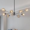 Modern 9-Light Chrome & Crystal Chandelier, 28"