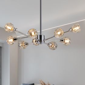 Modern 9-Light Chrome & Crystal Chandelier, 28"