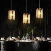 Set of 3 Gold Crystal Pendant Lights with Waterfall Bead Design (Bulbs Not Included)