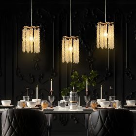 Set of 3 Gold Crystal Pendant Lights with Waterfall Bead Design (Bulbs Not Included)