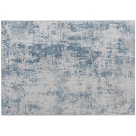 Modern Abstract Non-Slip Machine-Washable Area Rug, 4x6 ft., Blue