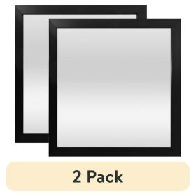 Set of 2 Basic Black Mirrors, 16" x 16"