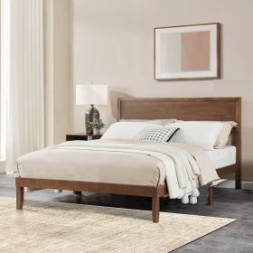 Premium Contemporary Full-Size Wood Bed, Brown