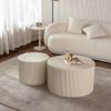 Set of 2 Modern Drum Nesting Coffee Tables, Beige