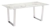 Modern Faux Marble Dining Table with Brushed Silver Base