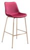 Tony Red & Gold Glam Velvet Barstool with Steel Frame
