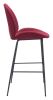 Miles Glam Red Faux Leather Barstool with Matte Black Steel Frame