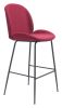 Miles Glam Red Faux Leather Barstool with Matte Black Steel Frame