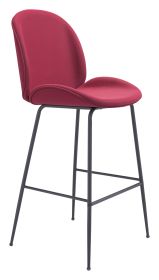 Miles Glam Red Faux Leather Barstool with Matte Black Steel Frame