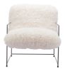 Pelut Modern Shearling-Style Accent Chair with Steel Frame