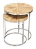 Bari Modern Acacia Wood Coffee Table Set with Steel Frame