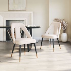 Artus Modern Glam Teddy Fabric Dining Chair with Steel Frame