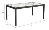 Tokai White Modern Marble-Look Laminate Dining Table with Solid Wood Base