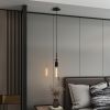 Set of 3 Modern Glass Adjustable Pendant Lights, Black (Bulbs Not Included)