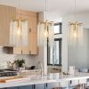 Set of 3 Gold Crystal Pendant Lights with Waterfall Bead Design (Bulbs Not Included)