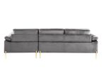 Urban Grey Velvet Sectional Sofa with Chaise