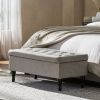 Tufted Velvet Storage Ottoman with Solid Wood Legs