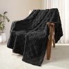Super-Soft Checkered Fleece Throw, Black, 50x60"