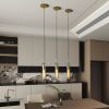 Set of 3 Modern Gold Pendant Lights with Striped Glass Shades