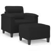 Black Microfiber Sofa Chair With Ottoman