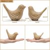 Set of 2 Small Ceramic Bird Figurines, Wood-Grain