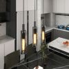Set of 3 Modern Glass Adjustable Pendant Lights, Black (Bulbs Not Included)