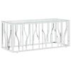 Contemporary Rectangular Coffee Table with Silver Stainless Steel Base & Glass Top