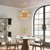 Mid-Century Modern 12-Light Starburst Chandelier, Gold, 29" (Bulbs Not Included)