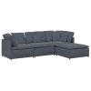 Modular L-Shaped Velvet Sofa, Dark Gray