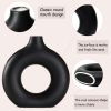 Set of 2 Modern Ceramic "Donut" Vases, Black