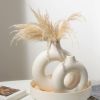 Set of 2 Modern Ceramic "Donut" Vases, Off-White