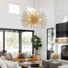 Mid-Century Modern 12-Light Starburst Chandelier, Gold, 29" (Bulbs Not Included)