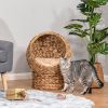 20" Natural Braided Banana Leaf Cat Bed with Cushion