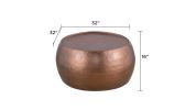 Modern Contemporary Round 32" Coffee Table, Aluminum with Antiqued Copper Finish, Hand-Hammered Design