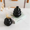 Set of 2 Small Modern Ceramic Vases, Matte Black, 6.7"H