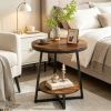 Modern Round 2-Tier Side/End Table with Storage Shelf