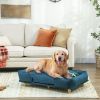 Raised Bed For Large Dogs, with Comfortable Cushion & Pine Legs, Dark Blue