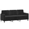 Black Velvet 3-Seater Sofa, 70.9"