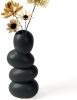 Cobblestone-Shaped Ceramic Vase, Black, 9.84"H