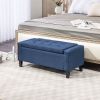 Button-Tufted Storage Ottoman with Lift Top, Dark Blue