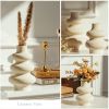 Set of 2 Modern Ceramic Vases, Off White, 8.7"H
