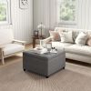 Tufted Fabric Storage Ottoman with Lift Top & Rubberwood Frame